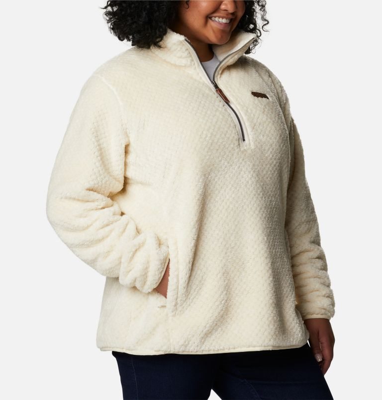 Columbia Fireside Quarter Zip Sherpa Fleece Gensere Dame Pisket Krem | Plus Size 20397O